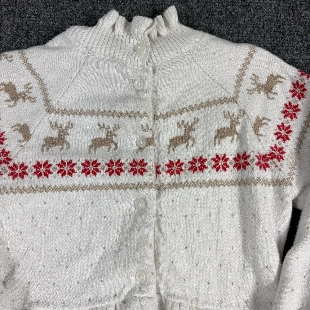 Janie and Jack Toddler Girl's Knit‎ Christmas Dress 6 Reindeer Winter Snowflake